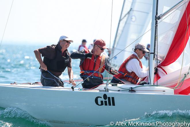 Bruce McBriar and the crew of Fast Forward have sailed consistently in to second overall but are tied on points with Magpie and Triad II – Victorian Etchells Championships ©  Alex McKinnon Photography http://www.alexmckinnonphotography.com